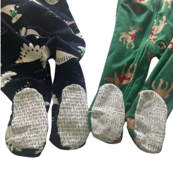 Two PJS: Carter's and Child of Mine Christmas Pj Toddler Sz 2T green and blue - Picture 6 of 6